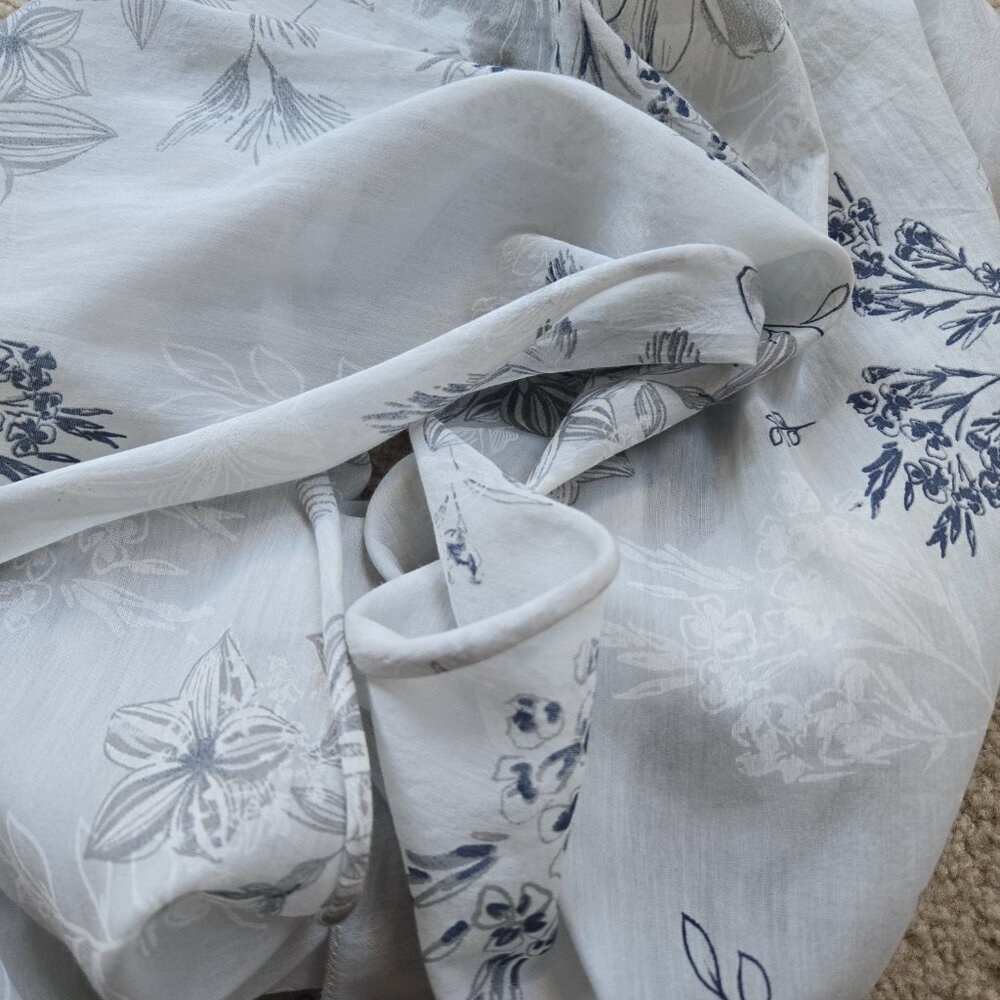 Cotton & Silk Scarf Lightweight Angled Ends Grey Blue Italy - Picture 8 of 10